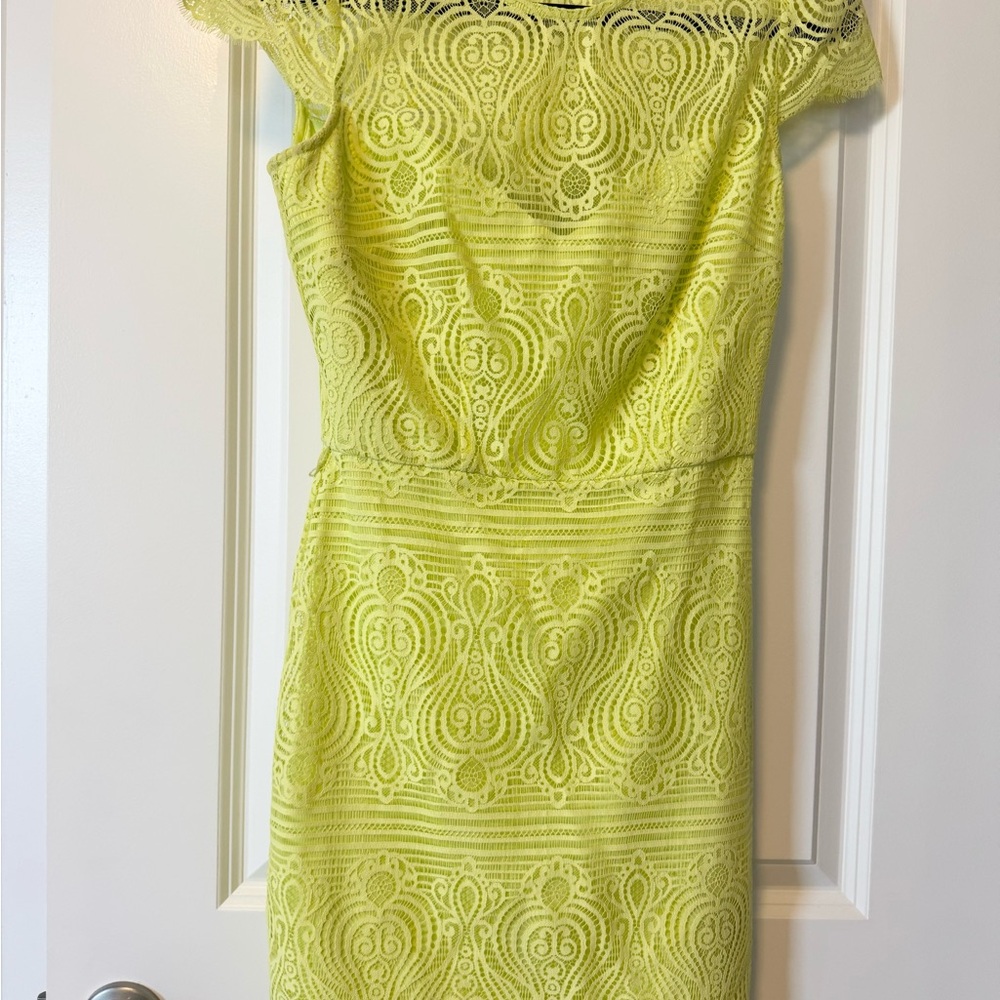 bebe Vibrant Yellow Lace Mini Dress